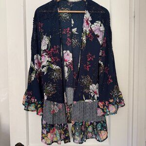 Floral Women's One Size Fits All Ruffle Cardigan